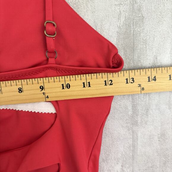 Becca by Rebecca Virtue One Piece Swimsuit Sz S Red Cutout Back Non Padded Beach - Picture 14 of 16